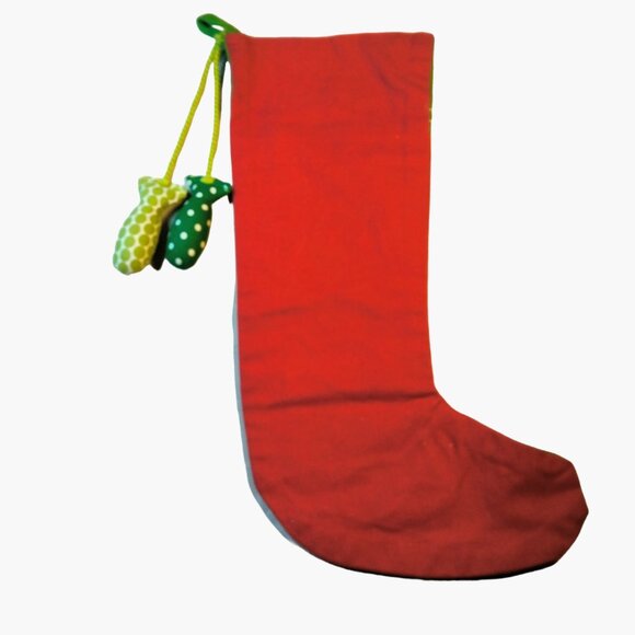 Handmade Christmas Stocking Fish Design Red Green Fisherman Cat Lover - Picture 6 of 7